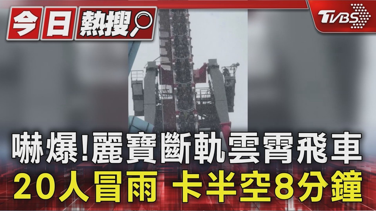 影音/麗寶雲霄飛車「卡半空8分鐘」!20學生淋雨受困 驚嚇表情包
