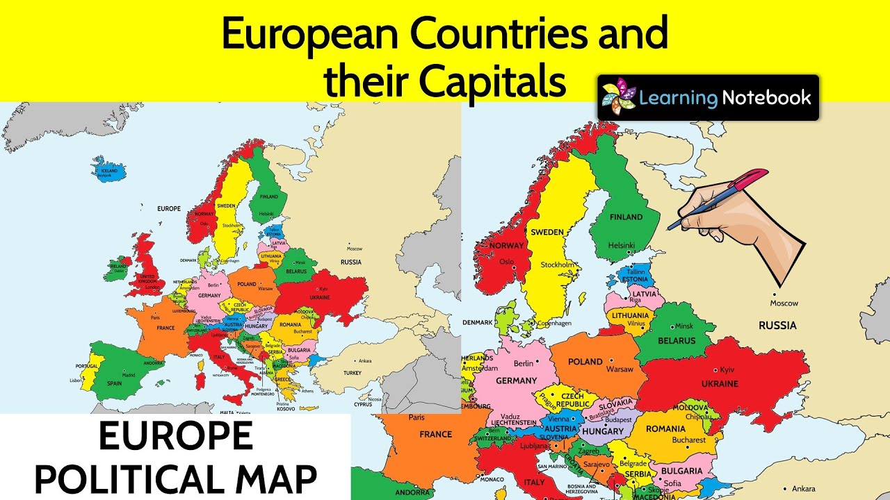 European countries and their capitals on Europe map | Europe Political Map
