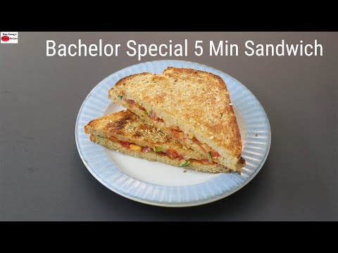 5 Mins Onion Tomato Sandwich Recipe - Quick & Easy Breakfast Ideas - Healthy Bachelor Recipes