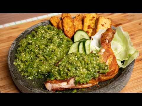 Resepi Ayam Penyet Sambal Ijo (Cara Gerai Indonesia)