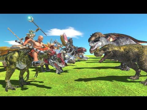 Rider Team VS T Rex of Evolution - Animal Revolt Battle Simulator