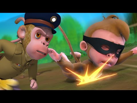 Jungle Mai Aaya Ek Chor - Police Bandar Mama | Hindi Rhymes for Children | Infobells
