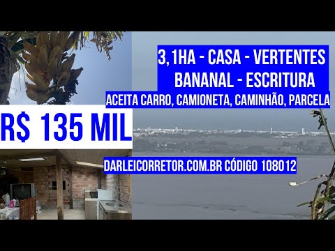 ( VENDIDO) CHÁCARA EM TRÊS CACHOEIRAS 3,1HA  ESCRIT  BANANAL  VISTA P/ LAGOA AC R$ 135 MIL