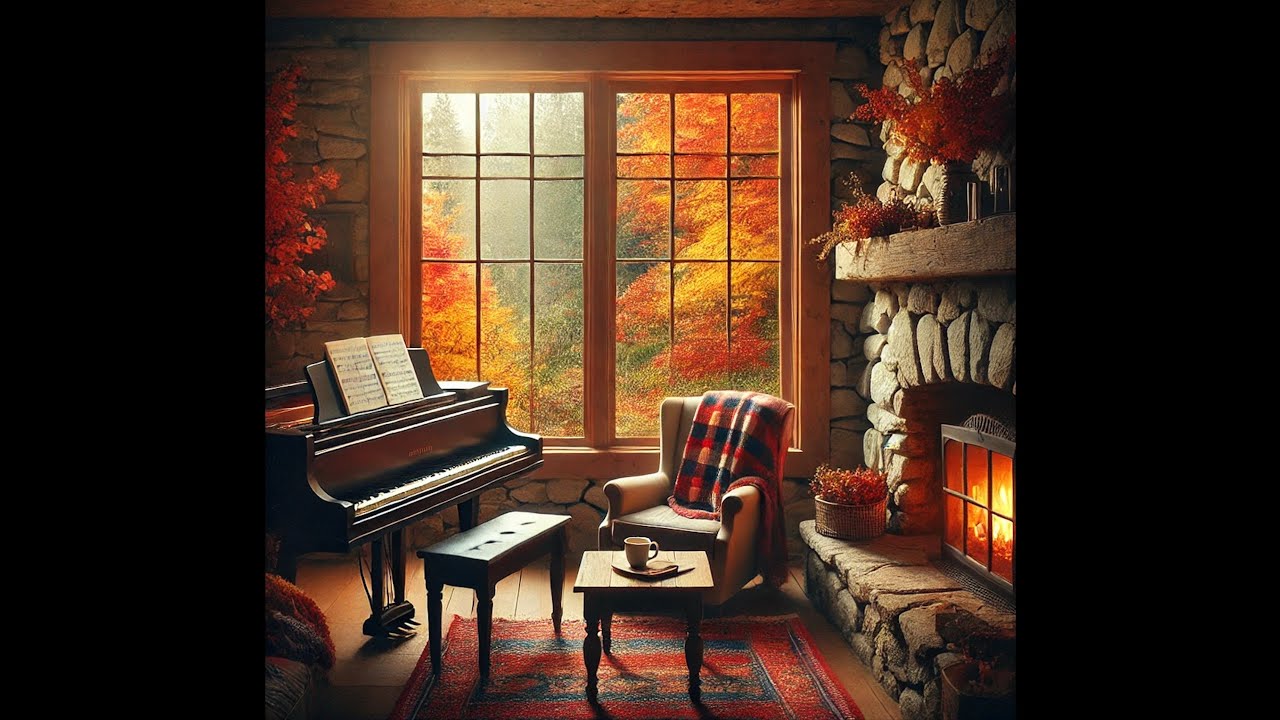 Autumn Serenity: Cozy Stone Cottage with Calming Piano by the Fireplace 🍂🎹
