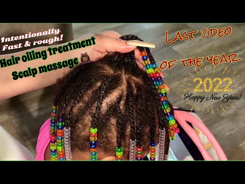 {ASMR} LAST VIDEO OF 2021| 4c hair scratching scalp oiling (intentional roughness)-LoFi