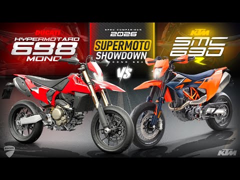 2026 KTM 690 SMC R vs Ducati Hypermotard 698 Mono ┃ Supermoto Spec Comparison
