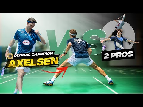 Olympic Champion Viktor Axelsen vs 2 Pros: Insane Badminton Duel! Nice Angle