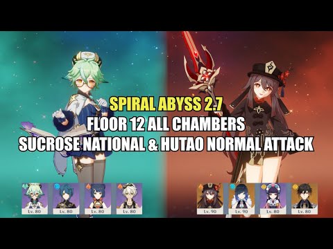 Sucrose National & Hutao Normal Attack - Spiral Abyss 2.7 Floor 12 (9 Stars) | Genshin Impact