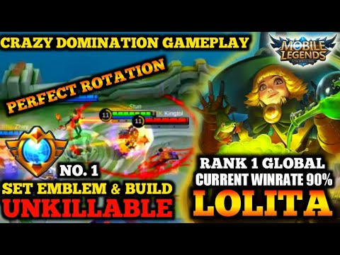 LOLITA RANK 1 GLOBAL + SET EMBLEM & BUILD 2022 | UNKILLABLE TANKY By Game House #mobilelegends