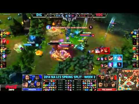 Dignitas Scarra Ziggs VS XDG Mancloud Gragas Highlights   NA LCS Spring 2014 W2D1 MUST SEE