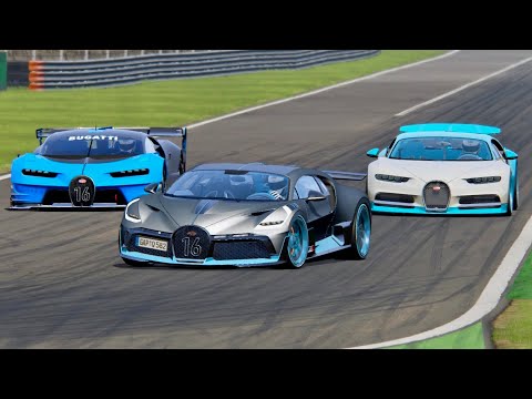 Bugatti Divo vs Bugatti Chiron vs Bugatti Vision GT - Monza