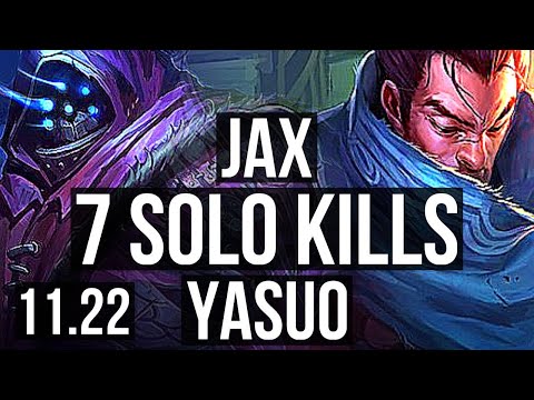 JAX vs YASUO (TOP) | 7 solo kills, 12/2/2, Rank 9 Jax, Godlike | BR Challenger | 11.22