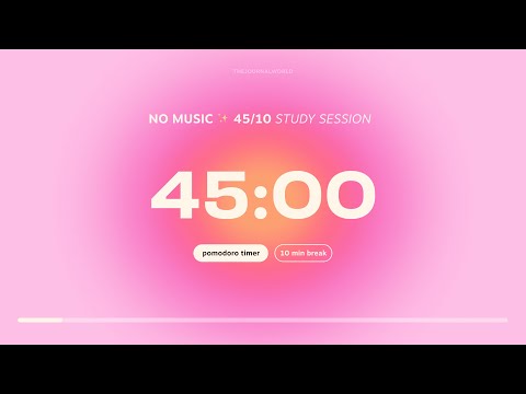 45/10 Pomodoro Timer for Studying 🩷 Study Session with breaks | Aesthetic Focus Countdown