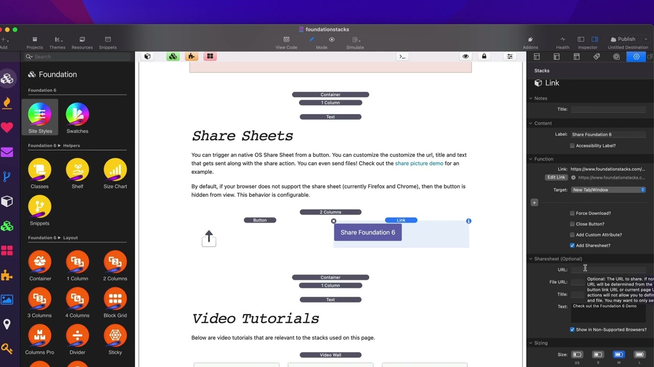 Share Sheet Integration with Foundation 6