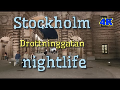 Erleben Sie Stockholms pulsierendes Nachtleben in der Drottningatan-Straße 4K #stockholm #stock...