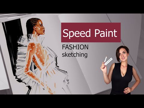Speed Paint: FASHION sketching. Transparent fabric, white dress.