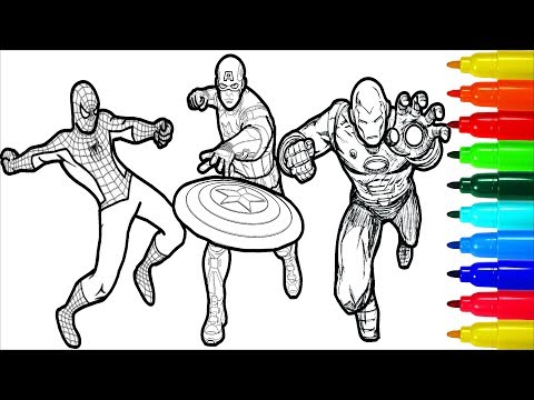 Spiderman Iron Man Captain America Wolverine Thor Hulk Coloring Pages | Superheros Coloring Pages