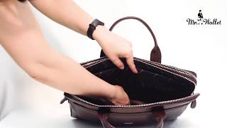 Video Сумка-портфель Desisan 1348-019 кожаная бордово-коричневая унисекс