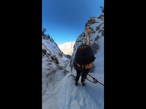 Skiing and Rappelling the Y-Not Couloir in Utah's Wasatch Mountains