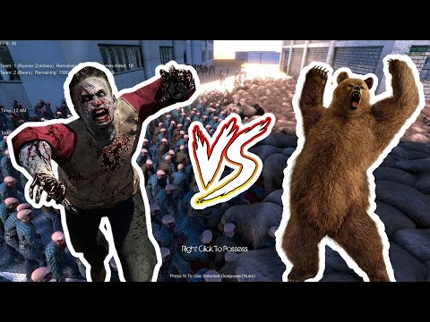300 Bears vs 500  Zombies Ultimate Epic Battle Simulator