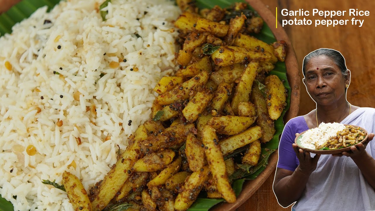 Garlic Pepper Rice - Potato Pepper Fry Recipe