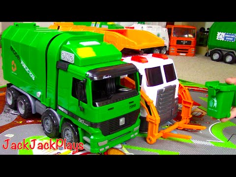 Garbage Truck Videos for Children | Green Kawo Toy UNBOXING | JackJackPlays