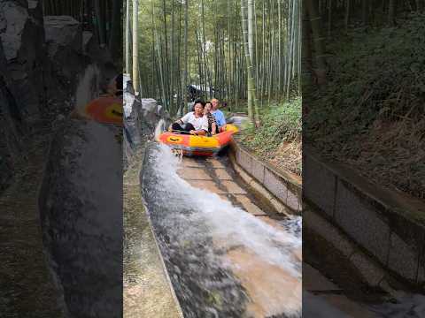 Natural Waterpark ride in forest 🚤 #shorts
