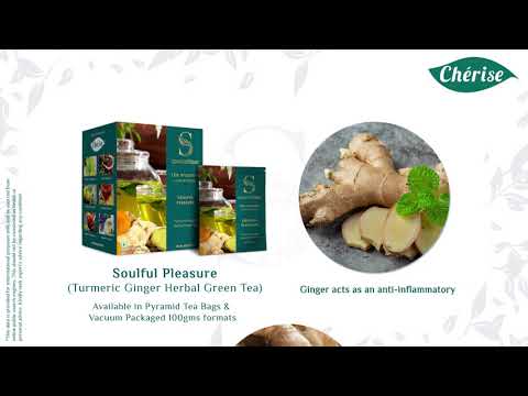 Cherise Specialiteas Soulful Pleasure Turmeric Ginger Herbal Green Tea (2 g x 25 Pyramid Tea Bags)