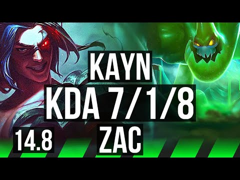 KAYN vs ZAC (JGL) | 7/1/8, Rank 7 Kayn | EUW Challenger | 14.8