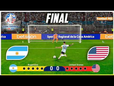 ARGENTINA vs USA - Copa America 2024 Final | Penalty Shootout | LIVE Football Match | PES 21