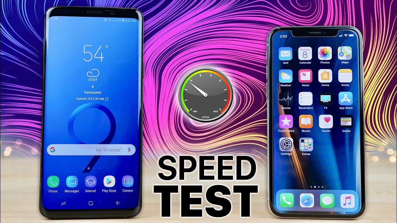 Samsung Galaxy S9 Plus vs iPhone X SPEED Test!