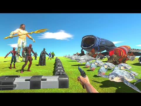 FPS Avatar Rescues Superheroes and Fights Sea Monsters - Animal Revolt Battle Simulator