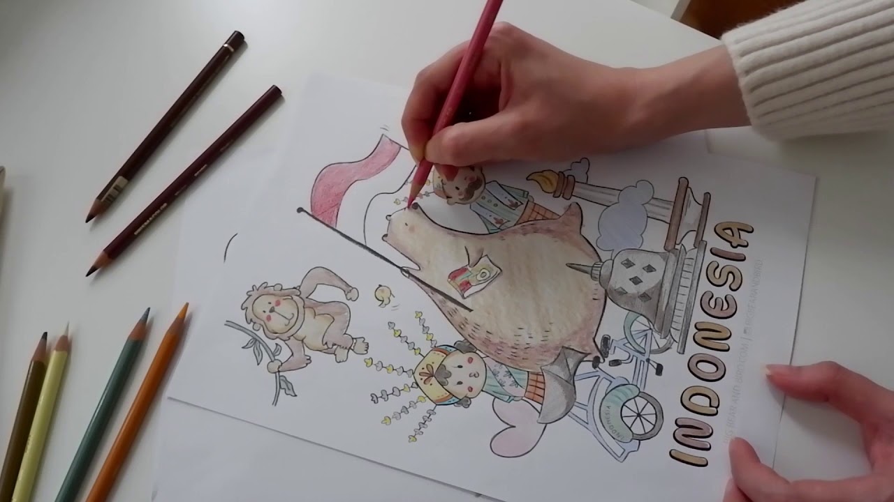 Big Bear and Bird - Printable Colouring Sheets Collection