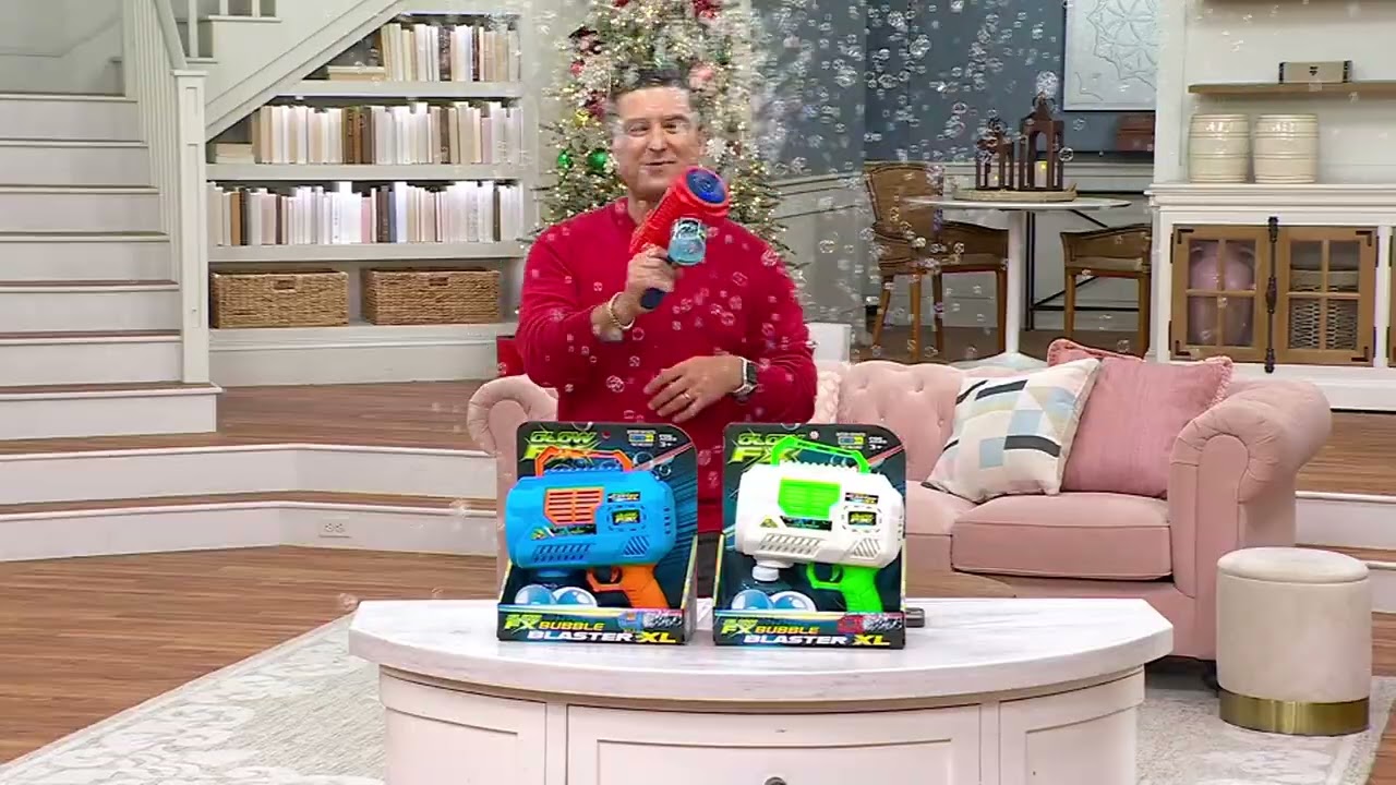 S/2 Large Bubble Shooters w/ Bubble Solution, LED Lights & Handle on QVC