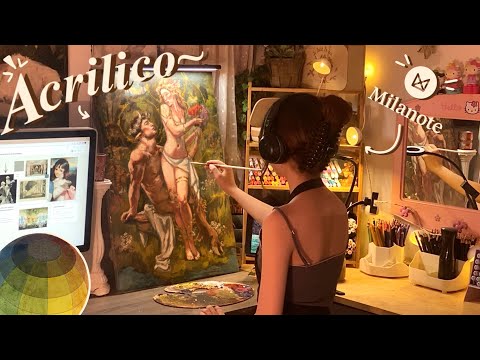 ✨• Cómo PINTO en lienzo • acrilico • Mi proceso w/ Milanote | paint with me! 🎨