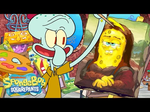 イカルドがスポンジ・ボブをアートにする！🎨 | フルシーン | @SpongeBobOfficial (Squidward Turns SpongeBob into Art! 🎨 | Full Scene | @SpongeBobOfficial)