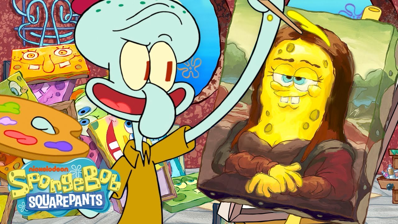 Squidward Turns SpongeBob into Art! 🎨 | Full Scene | SpongeBob