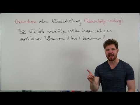Variation ohne Wiederholung. Dreistellige Zahl. Reihenfolge wichtig. Stochastik Aufgabe. Mathe.