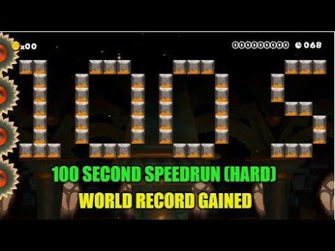 Super Mario Maker 100 Second Speedrun (Hard) Clear And World Record Gained!