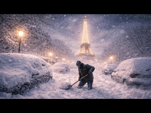 Chaos in Paris! The French capital is covered in a thick layer of snow, causing traffic jams.