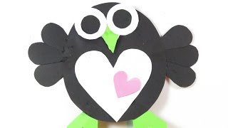 Valentine's Day DIY: Heart Penguin Craft for Kids using Colorful Cardboards