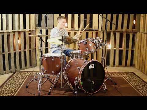 DW Collector's Maple/Mahogany Natural Hard Satin Drum Set - 22, 10, 12, 16