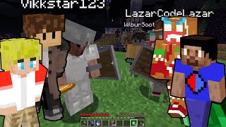 Tommyinnit and Wilbur Soot Mug Lazarbeam and Vikstar on the Dream SMP server