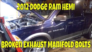 2012 Dodge RAM 5.7 HEMI broken exhaust manifold bolts hemi tick