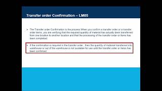 SAP LM05 Transfer Order Confirmation