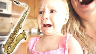 BABY SCARED OF SAXOPHONE!