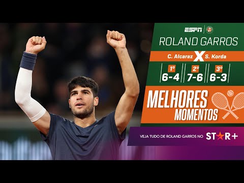 Alcaraz ELIMINA Korda e AVANÇA no Roland Garros |  MELHORES MOMENTOS