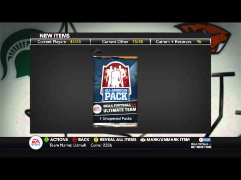 NCAA Football 14 Ultimate Team BCS Bowl Games Gold Reward Pack Opening