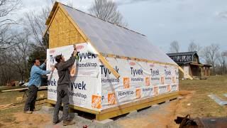 SEVERE WIND Tyvek Install! Rockwool Added Indoors | DIY Solar Kiln (Part 5)