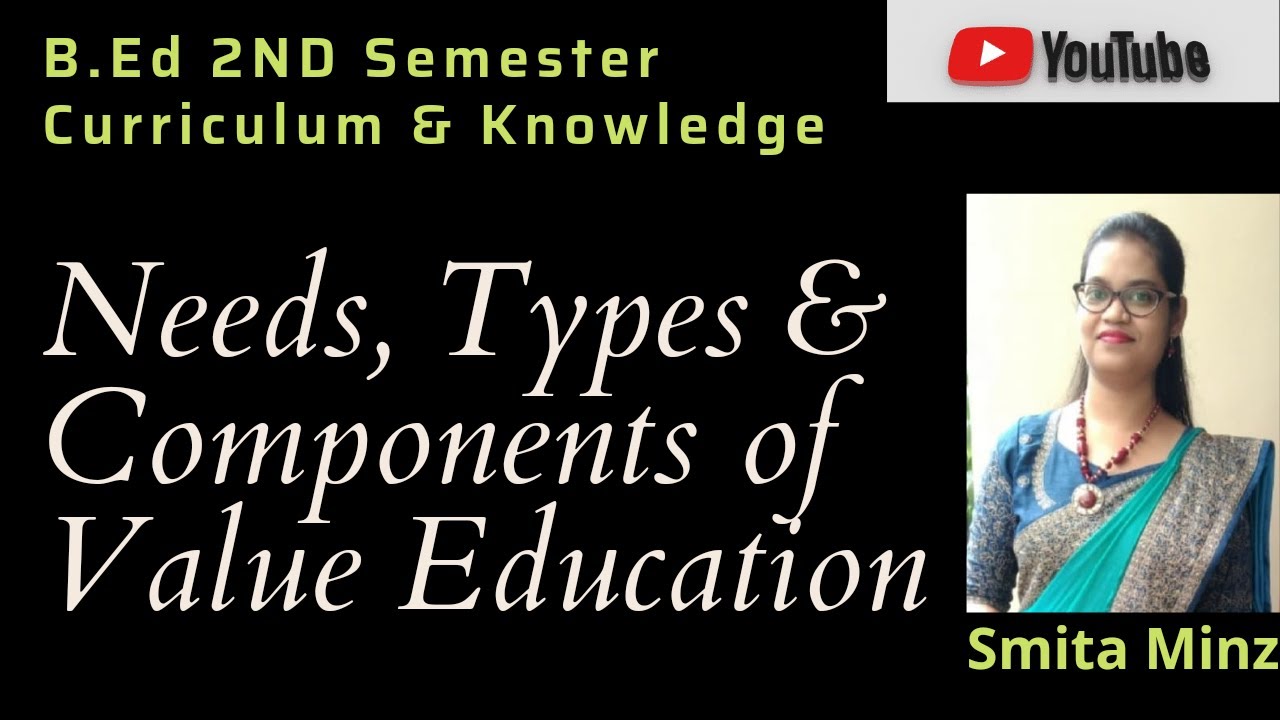 Needs, Types & Components of Value Education l B.Ed l Curriculum & Knowledge l Smita Minz